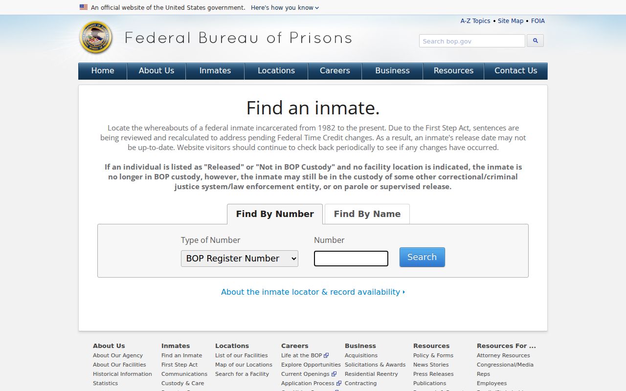 Federal Bureau of Prisons locator for an Atlanta federal custody inquiry