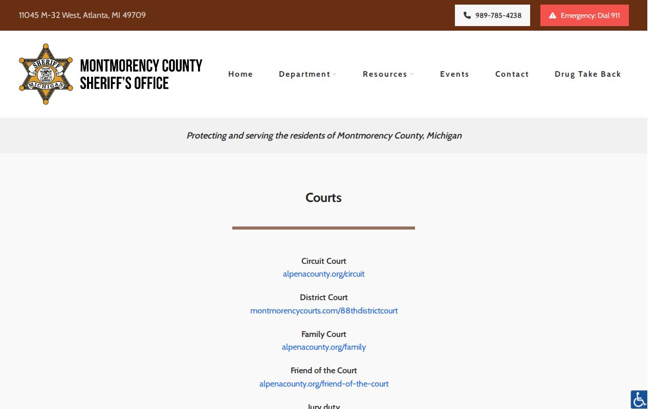 Montmorency County courthouse information for Atlanta record searches