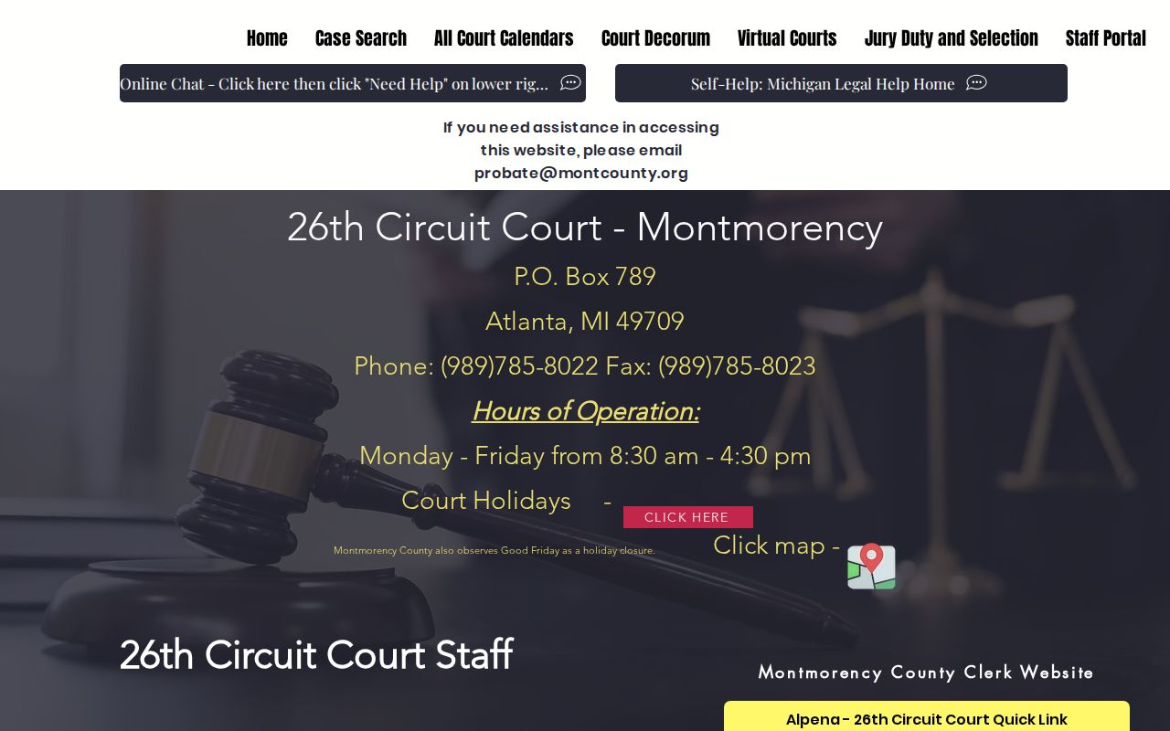 Montmorency County criminal case files at the 26th Circuit Court