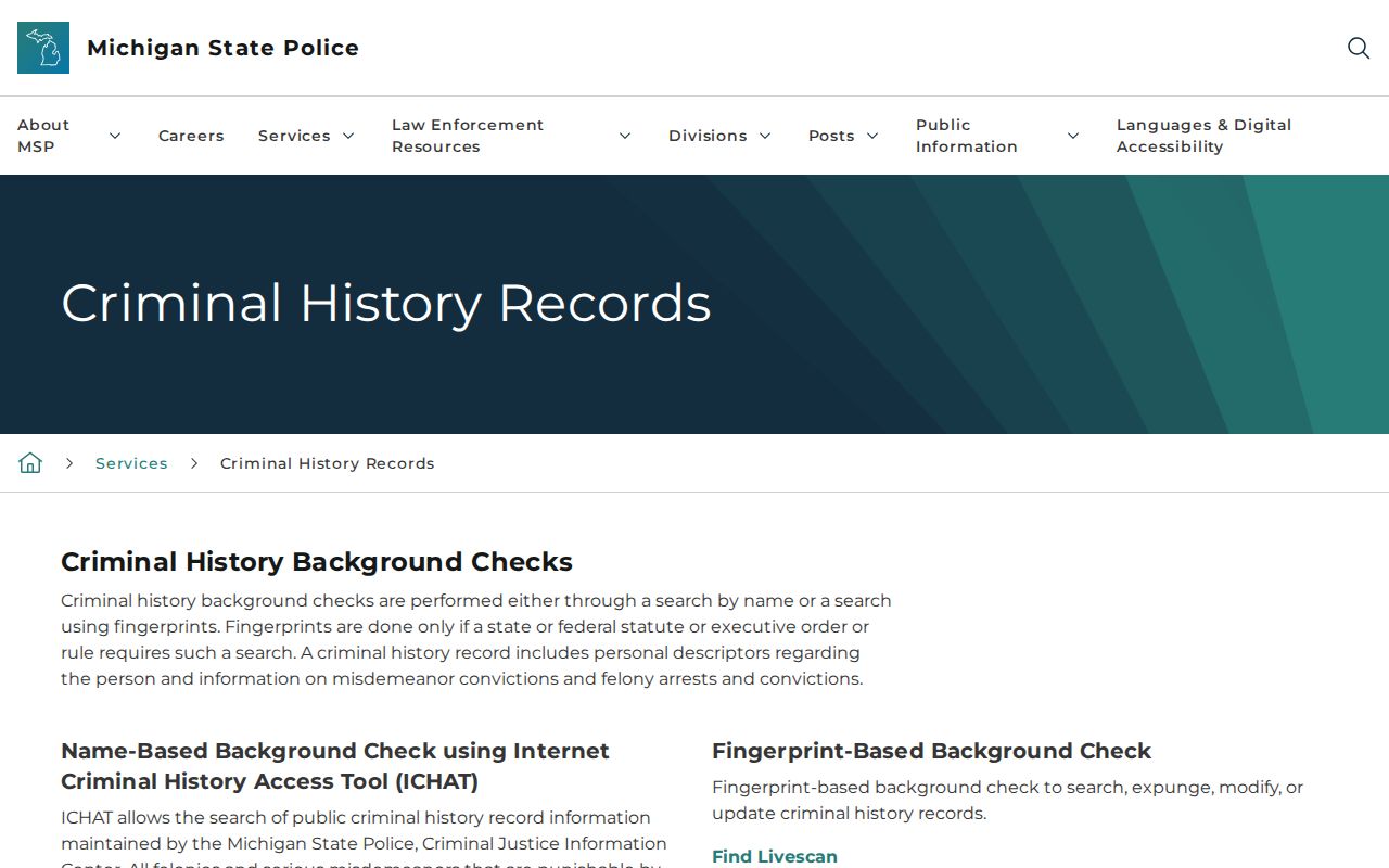 Michigan State Police guidance for Montmorency County criminal history checks